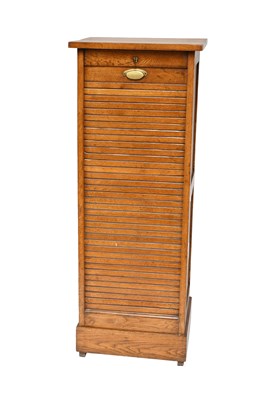 Lot 400 - An Oak Tambour-Fronted Filing Cabinet, circa...