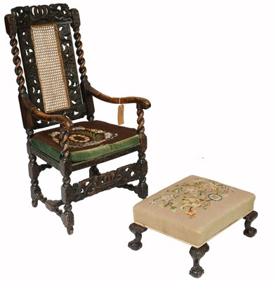 Lot 414 - A Victorian Carved Oak Open Armchair, in 18th...