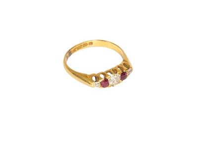 Lot 15 - An 18 Carat Gold Ruby and Diamond Five Stone...
