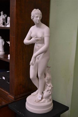 Lot 35 - A Robinson & Leadbetter Parian Figure of Venus, circa 1870, the standing nude figure beside a...