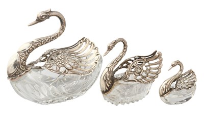 Lot 197 - A Graduated Set of Three German Silver-Mounted...