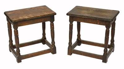 Lot 450 - A Pair of 18th Century Style Oak Joint Stools,...