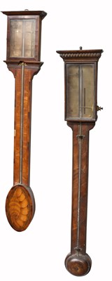 Lot 412 - A Mahogany Shell Inlaid Stick Barometer, circa...