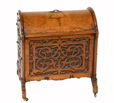 Lot 464 - A Victorian Burr Walnut Canterbury, with domed...