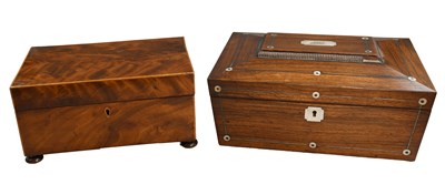 Lot 90 - A Regency Rosewood Sewing Box, with mother of...