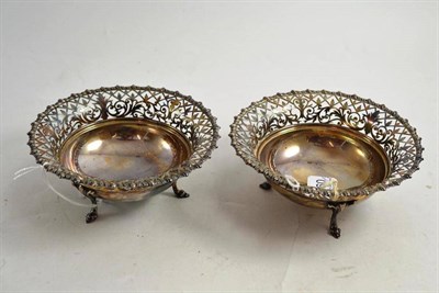 Lot 260 - Pair of pierced nut bowls, Sheffield 1908/1909