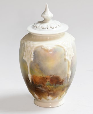 Lot 26 - A Royal Worcester Porcelain Potpourri Jar and...