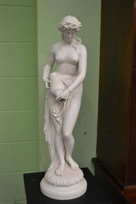 Lot 36 - A Minton Parian Figure of a Water Carrier, 1873, the loosely draped female figure holding a...
