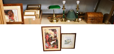 Lot 158 - A Reproduction Desk Lamp with Green Glass...