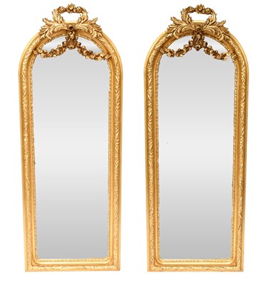 Lot 482 - A Pair of Reproduction Gilt Framed Arched Top...