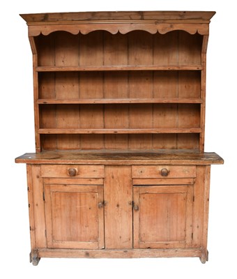 Lot 411 - A Victorian Pine Dresser and Rack, with shaped...