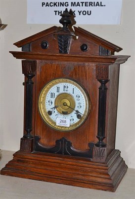 Lot 268 - Oak mantel clock, retailed by Fattorini & Sons, Bradford