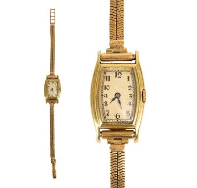 Lot 174 - A Lady's 18 Carat Gold Tonneau Shaped...