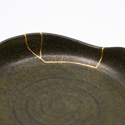 Lot The Black Swan: Green Bowl by Jane Schaffer,...