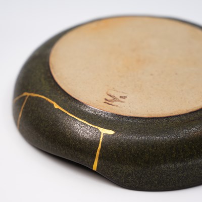 Lot The Black Swan: Green Bowl by Jane Schaffer,...