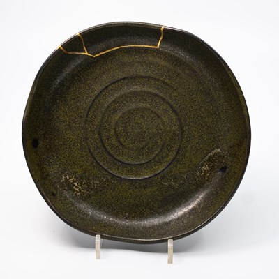 Lot The Black Swan: Green Bowl by Jane Schaffer,...