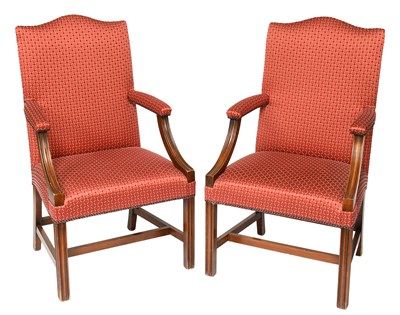 Lot 480 - A Pair of Modern Upholstered Library Armchairs,...