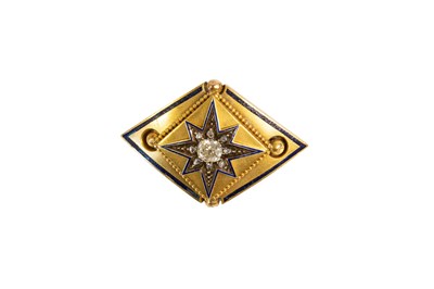Lot 92 - An Enamel and Diamond Brooch, of curved kite...