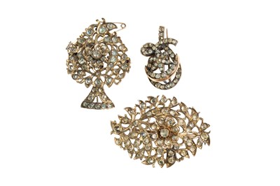 Lot 112 - Three Paste Brooches, possibly Indian, each of...