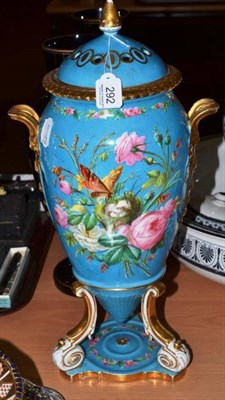 Lot 292 - A Victorian porcelain egg shaped pot-purri with painted floral decoration and gilt highlights