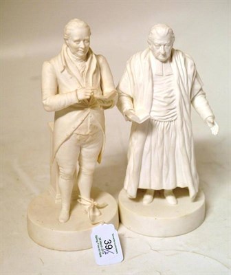 Lot 39 - A Minton Bisque Porcelain Figure of Dr Adam Clarke, standing in a frock coat holding a book in...