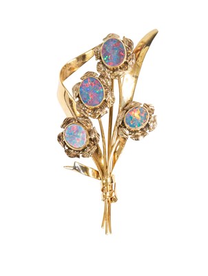 Lot 86 - A Composite Opal Brooch, realistically...