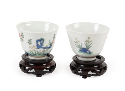 Lot 64 - A Pair of Chinese Porcelain Wine Cups,...