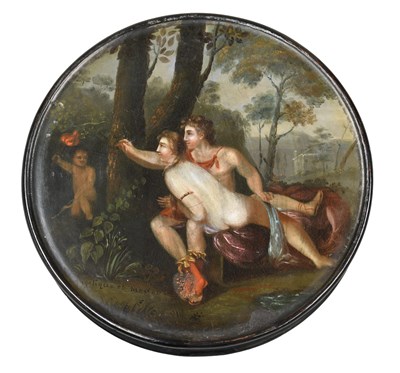 Lot 32 - An Early 19th Century Papier Mache Snuff Box,...