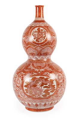Lot 88 - A Kutani Porcelain Double Gourd Vase, Meiji...
