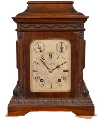 Lot 401 - A German Mahogany Quarter-Striking Mantel...