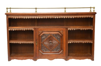 Lot 485 - A Late Victorian Oak Side Cabinet, the brass...