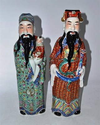 Lot 312 - Two Chinese polychrome decorated figures