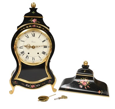 Lot 548 - A Reproduction Black Lacquered Bracket Clock,...