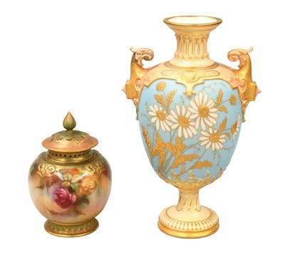 Lot 23 - A Royal Worcester Porcelain Vase and Cover,...