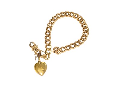 Lot 117 - A Curb Link Bracelet, suspending a 15 carat...