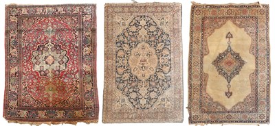 Lot 387 - Isfahan Rug, the pale raspberry floral field...