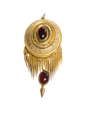 Lot 127 - A Garnet Pendant, the oval cabochon garnet set...
