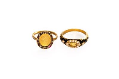 Lot 119 - Two Mourning Rings, finger sizes J1/2 and Q (a....