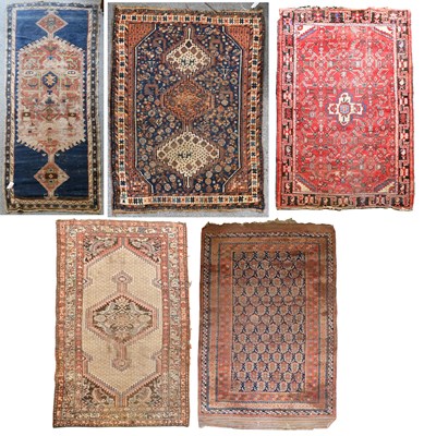Lot 393 - Afshar Rug, the indigo field with rows of...