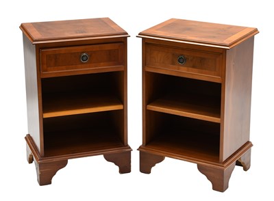 Lot 544 - A Pair of Modern Crossbanded Yewwood Bedside...