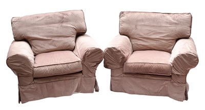 Lot 531 - A Pair of Modern Armchairs, deep seated and...