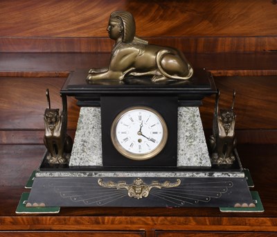 Lot 402 - An Egyptian Revival Style Black Slate and...
