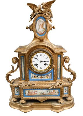 Lot 546 - A French Gilt Metal and Porcelain Mounted...