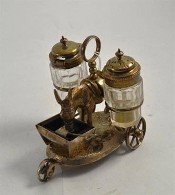 Lot 354 - An unusual silver plated cruet in the form of a donkey