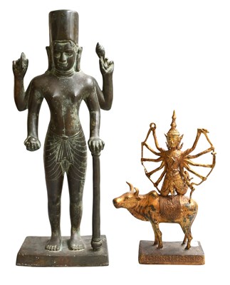 Lot 207 - A Khmer Style Patinated Bronze Figure of Lord...