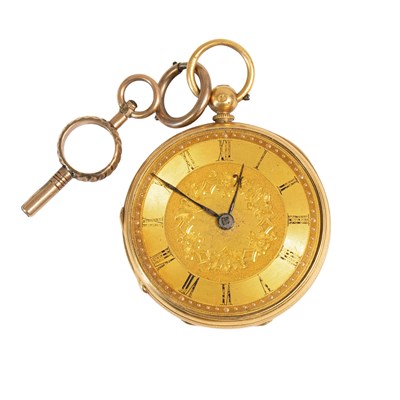 Lot 171 - A Lady's 18 Carat Gold Fob Watch, 1874, key...