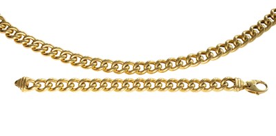 Lot 120 - A Curb Link Necklace and Bracelet, both...