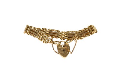 Lot 122 - A 9 Carat Gold Gate Link Bracelet, with a 9...