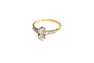 Lot 139 - A Diamond Two Stone Ring, an old cut diamond...