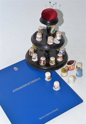 Lot 360 - Collection of Royal Crown Derby and other thimbles on stand